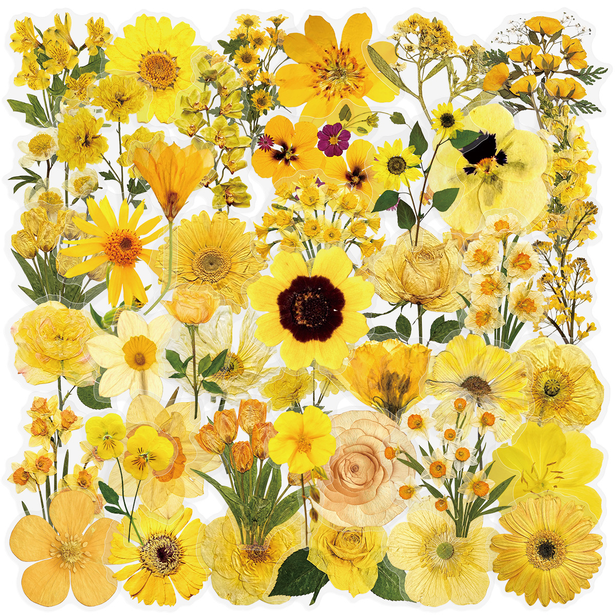 Yellow Phone Accessories - 50Pcs Sunflower Transparent Yellow Stickers for