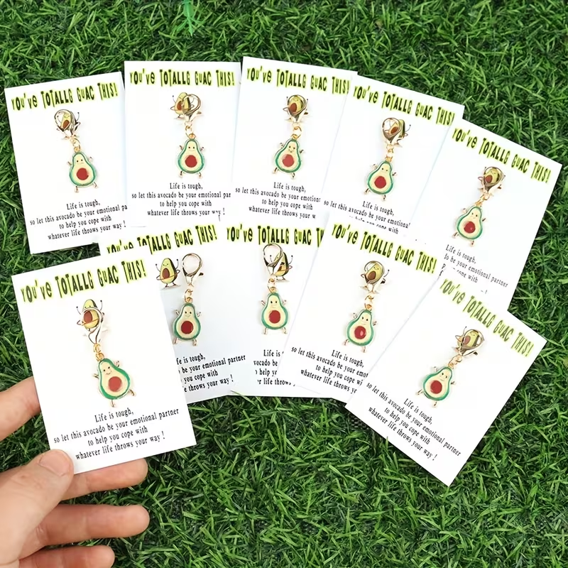 Phone Accessories Charms - 10 Charming Avocado Keychains with Emotional