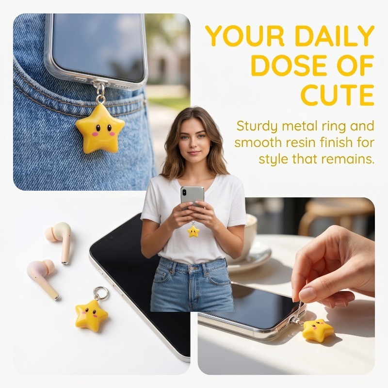 Cute 3D Yellow Star Phone Dust - Yellow Phone Accessories recensie en prijs